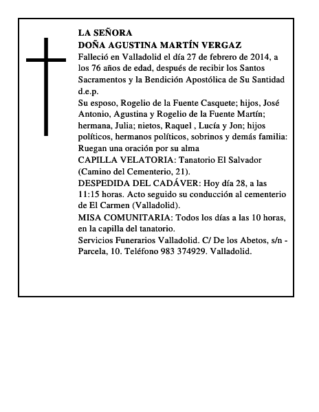 Doña Agustina Martín Vergaz