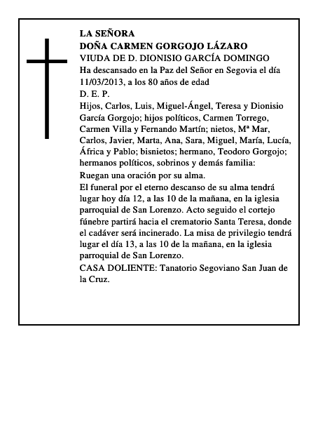 Doña Carmen Gorgojo Lázaro