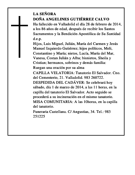Doña Angelines Gutiérrez Calvo