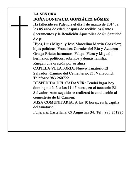 Doña Bonifacia González Gómez