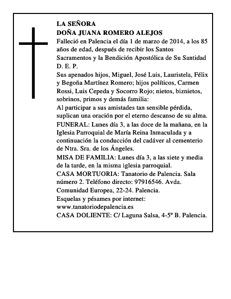 Doña Juana Romero Alejos