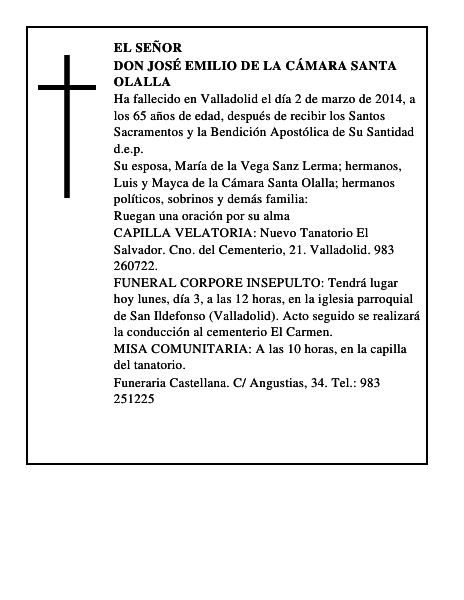 Don José Emilio de la Cámara Santa Olalla