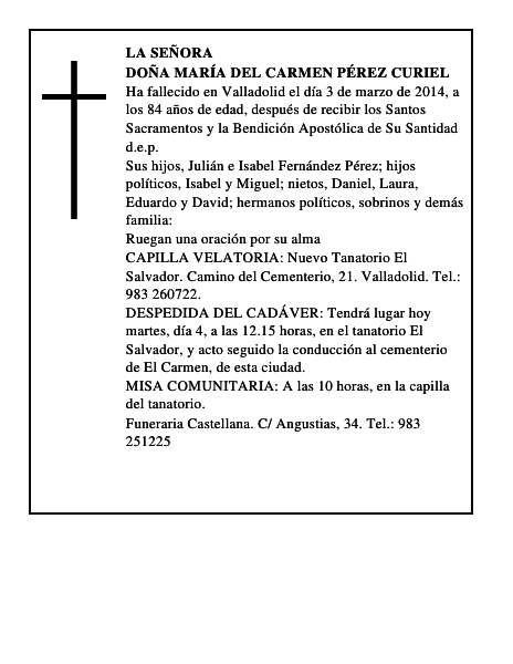 Doña María del Carmen Pérez Curiel