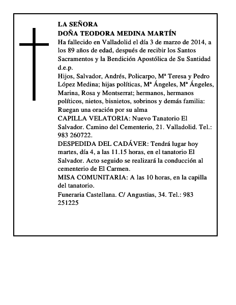 Doña Teodora Medina Martín