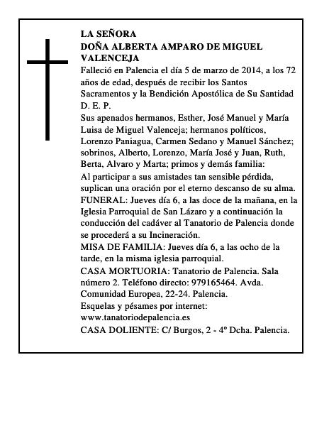 Doña Alberta Amparo de Miguel Valenceja