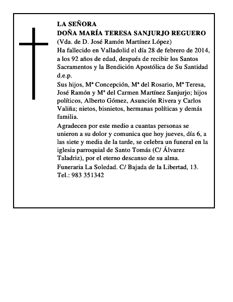 Doña María Teresa Sanjurjo Reguero