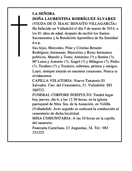 Doña Laurentina Rodríguez Álvarez