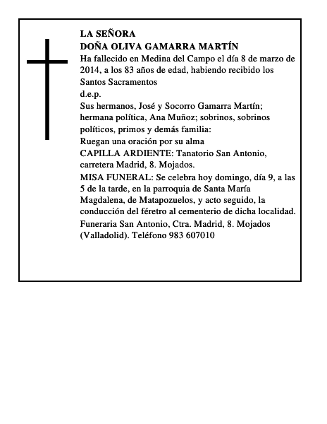 Doña Oliva Gamarra Martín