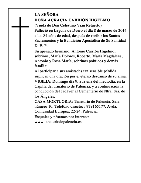 Doña Acracia Carrión Higelmo
