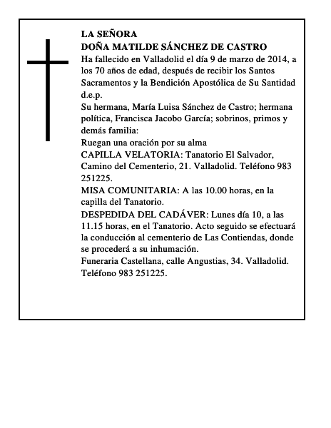 Doña Matilde Sánchez de Castro