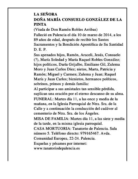 Doña María Consuelo González de la Pinta