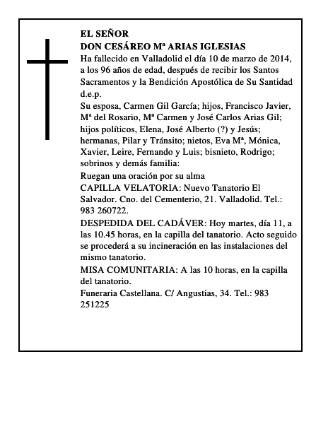 Don Cesáreo Mª Arias Iglesias