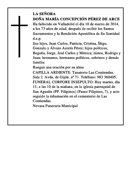Doña María Concepción Pérez de Arce