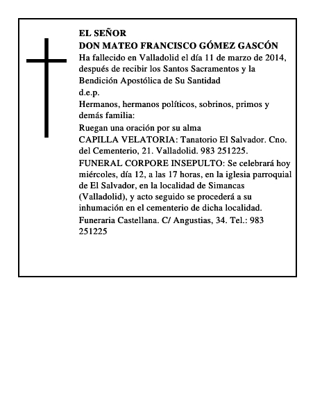 Don Mateo Francisco Gómez Gascón