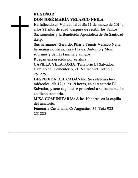 Don José María Velasco Neila