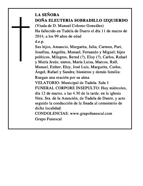Doña Eleuteria Sobradillo Izquierdo