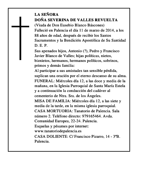 Doña Severina de Valles Revuelta
