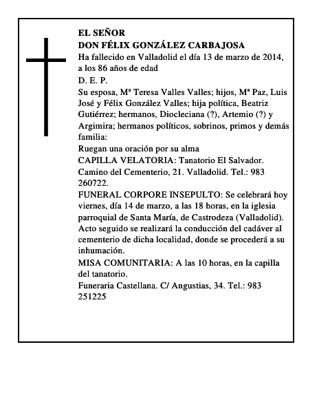 Don Félix González Carbajosa
