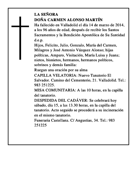 Doña Carmen Alonso Martín