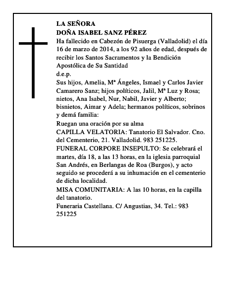 Doña Isabel Sanz Pérez