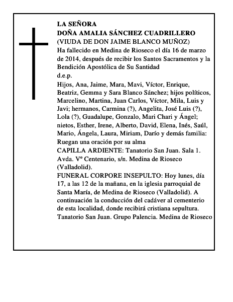 Doña Amalia Sánchez Cuadrillero