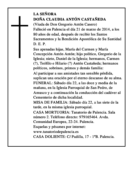 Doña Claudia Antón Castañeda