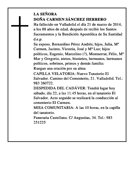 Doña Carmen Sánchez Herrero