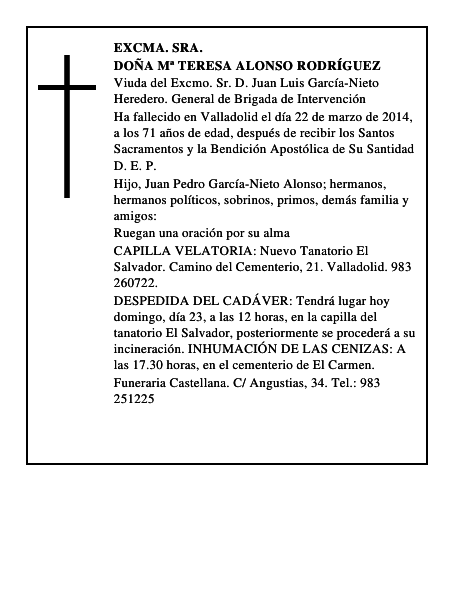 Doña Mª Teresa Alonso Rodríguez