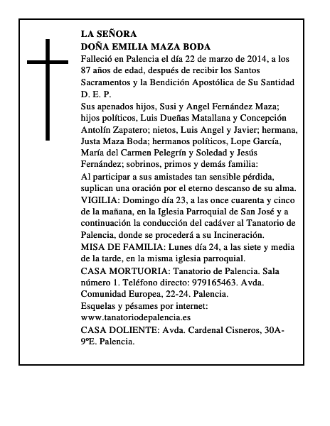 Doña Emilia Maza Boda