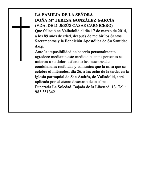 Doña Mª Teresa González García