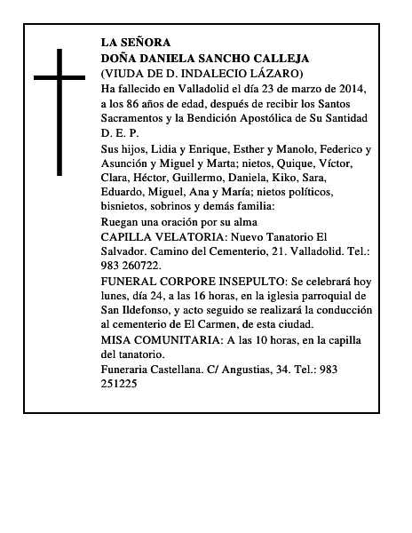 Doña Daniela Sancho Calleja