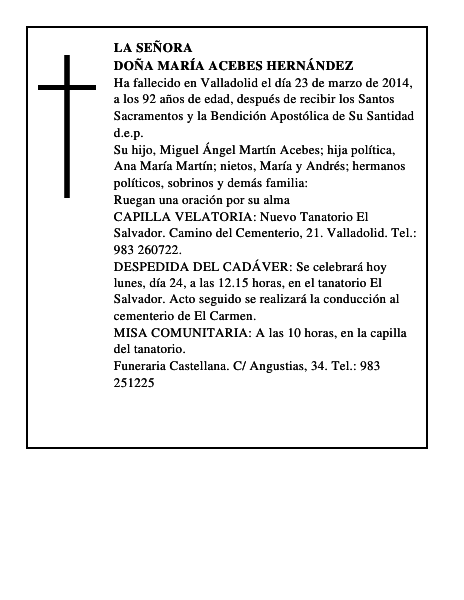 Doña María Acebes Hernández