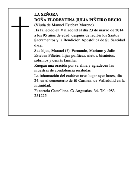 Doña Florentina Julia Piñeiro Recio