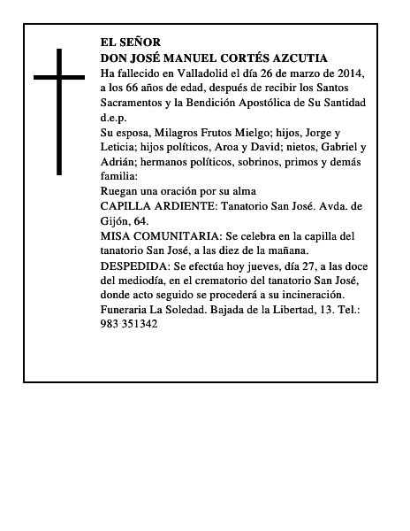 Don José Manuel Cortés Azcutia