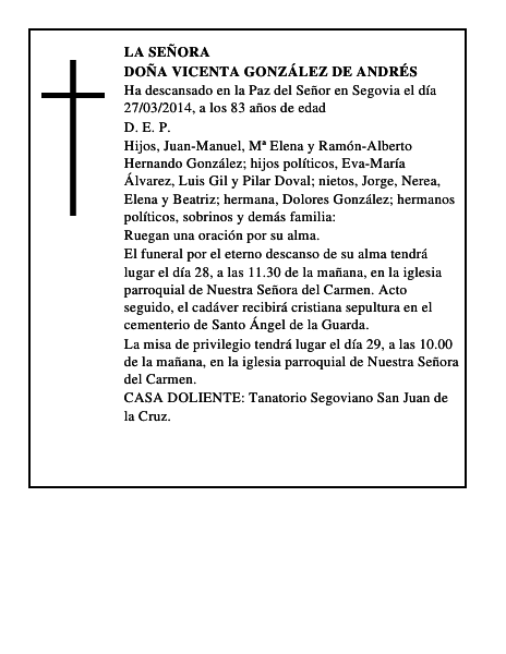 Doña Vicenta González de Andrés