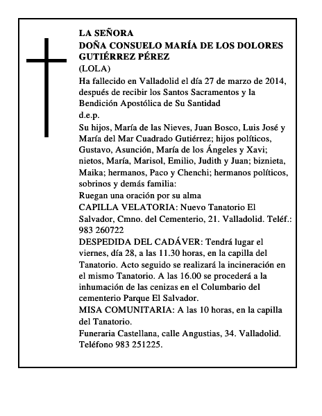 Doña Consuelo María de los Dolores Gutiérrez Pérez