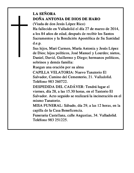 Doña Antonia de Dios de Haro