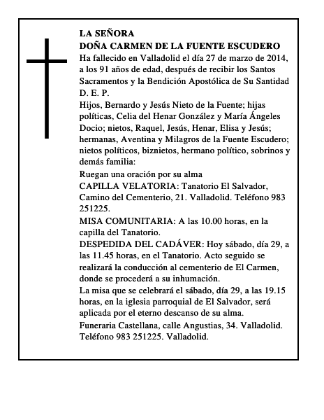 Doña Carmen de la Fuente Escudero