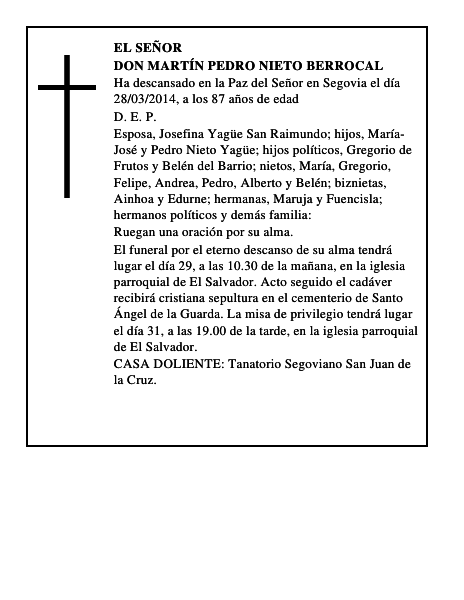 Don Martín Pedro Nieto Berrocal