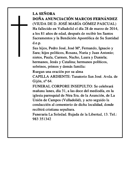 Doña Anunciación Marcos Fernández