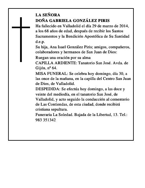 Doña Gabriela González Piris