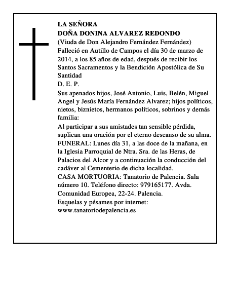Doña Donina Alvarez Redondo