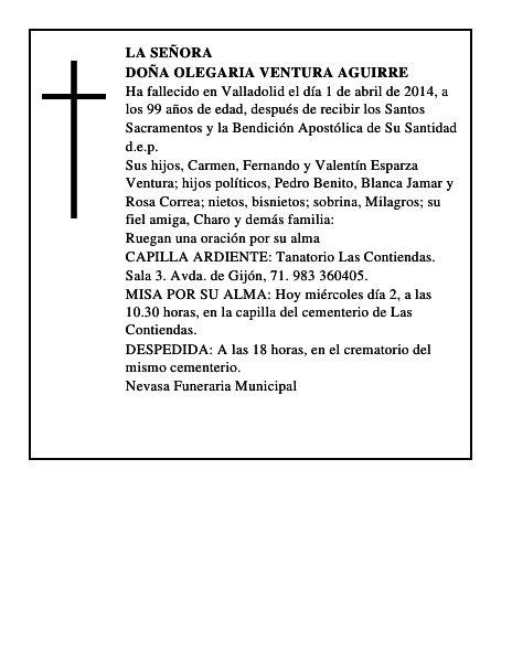 Doña Olegaria Ventura Aguirre