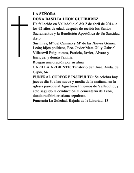 Doña Basilia León Gutiérrez