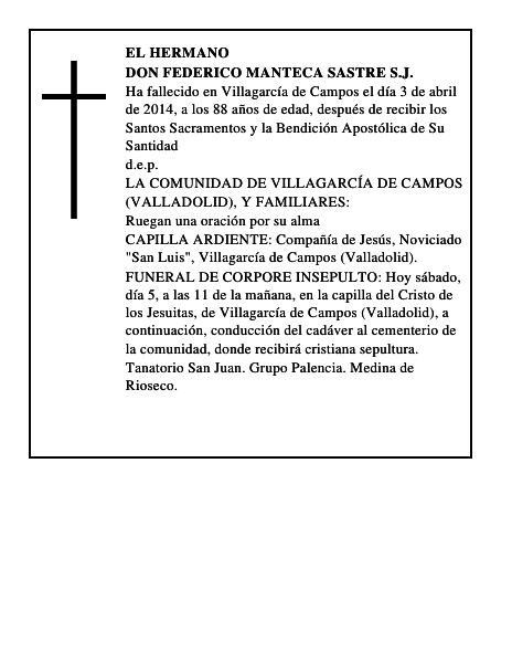 Don Federico Manteca Sastre S.J.