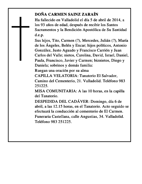 Doña Carmen Sainz Zaraín