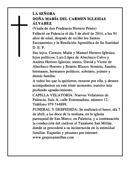 Doña María del Carmen Iglesias Álvarez