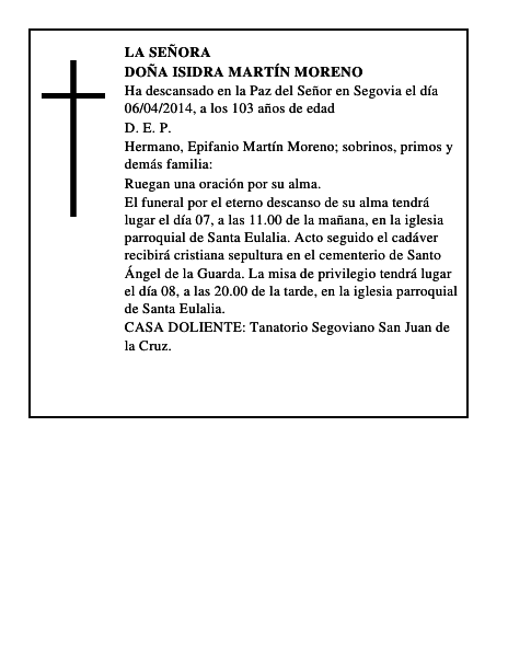 Doña Isidra Martín Moreno