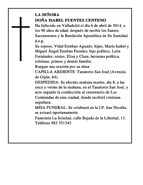 Doña Isabel Fuentes Centeno