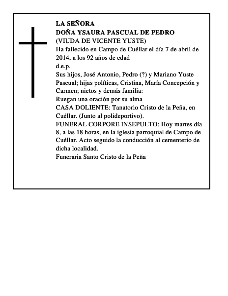 Doña Ysaura Pascual de Pedro